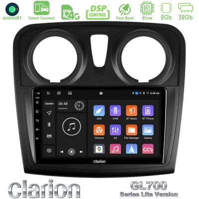 Clarion GL700 Lite Series 8Core Android11 2+32GB Dacia Sandero 2014-2020 Navigation Multimedia Tablet 9
