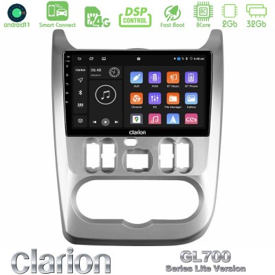 Clarion GL700 Lite Series 8Core Android11 2+32GB Dacia Duster/Sandero/Logan Navigation Multimedia Tablet 9