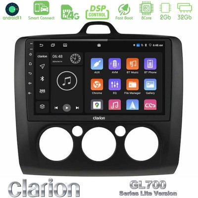 Clarion GL700 Lite Series 8Core Android11 2+32GB Ford Focus Manual AC Navigation Multimedia Tablet 9