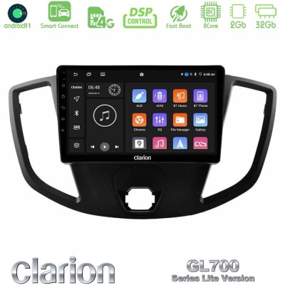 Clarion GL700 Lite Series 8Core Android11 2+32GB Ford Transit 2014-> Navigation Multimedia Tablet 9