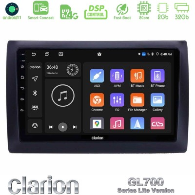 Clarion GL700 Lite Series 8Core Android11 2+32GB Fiat Stilo Navigation Multimedia Tablet 9
