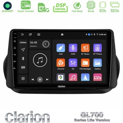 Clarion GL700 Lite Series 8Core Android11 2+32GB Fiat Fiorino/Citroen Nemo/Peugeot Bipper Navigation Multimedia Tablet 10