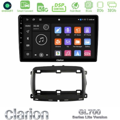 Clarion GL700 Lite Series 8Core Android11 2+32GB  Fiat 500 2016> Navigation Multimedia Tablet 9