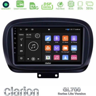 Clarion GL700 Lite Series 8Core Android11 2+32GB Fiat 500X Navigation Multimedia Tablet 9
