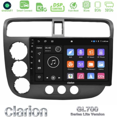 Clarion GL700 Lite Series 8Core Android11 2+32GB Honda Civic 2001-2005 Navigation Multimedia Tablet 9