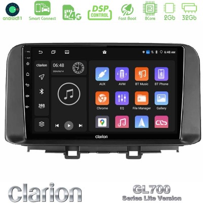 Clarion GL700 Lite Series 8Core Android11 2+32GB Hyundai Kona 2018-2023 Navigation Multimedia Tablet 10