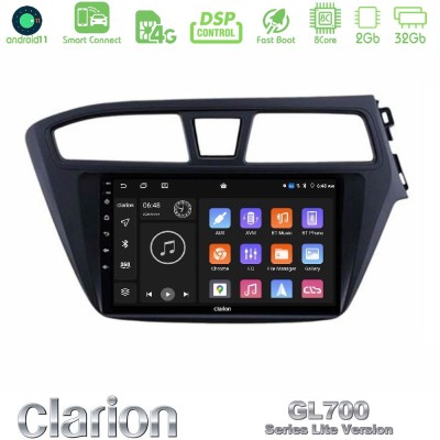 Clarion GL700 Lite Series 8Core Android11 2+32GB Hyundai i20 2014-2018 RHD Navigation Multimedia Tablet 9