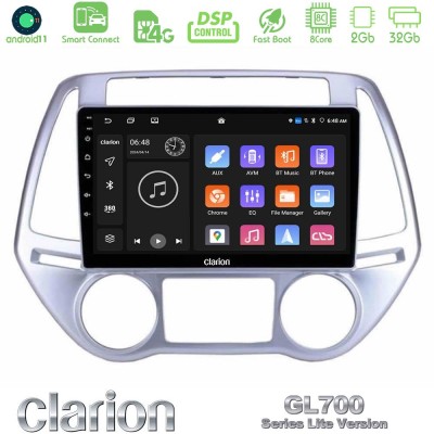 Clarion GL700 Lite Series 8Core Android11 2+32GB Hyundai i20 2012-2014 Navigation Multimedia Tablet 9