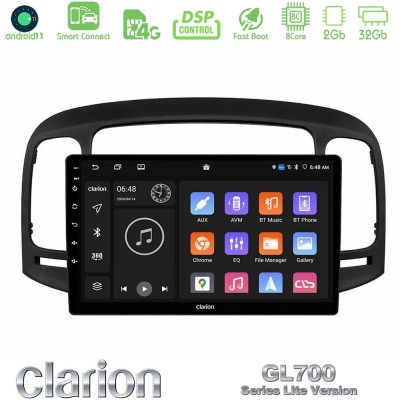 Clarion GL700 Lite Series 8Core Android11 2+32GB Hyundai Accent 2006-2011 Navigation Multimedia Tablet 9