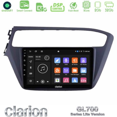Clarion GL700 Lite Series 8Core Android11 2+32GB Hyundai i20 2018-2020 Navigation Multimedia Tablet 9