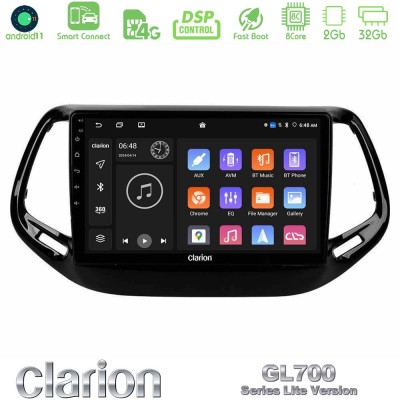 Clarion GL700 Lite Series 8Core Android11 2+32GB Jeep Compass 2017> Navigation Multimedia Tablet 10