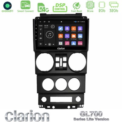 Clarion GL700 Lite Series 8Core Android11 2+32GB Jeep Wrangler 2008-2010 Navigation Multimedia Tablet 9