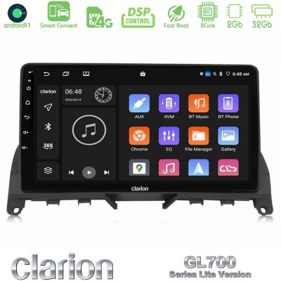 Clarion GL700 Lite Series 8Core Android11 2+32GB Mercedes C-Class W204 2008-2011 Navigation Multimedia Tablet 9