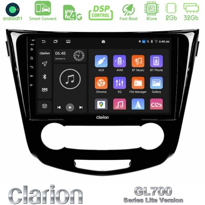 Clarion GL700 Lite Series 8Core Android11 2+32GB Nissan Qashqai J11 (Manual A/C) Navigation Multimedia Tablet 10