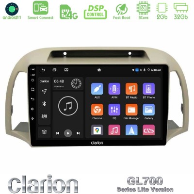Clarion GL700 Lite Series 8Core Android11 2+32GB Nissan Micra K12 2002-2010 Navigation Multimedia Tablet 9