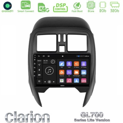 Clarion GL700 Lite Series 8Core Android11 2+32GB Nissan Micra 2013-2016 Navigation Multimedia Tablet 9