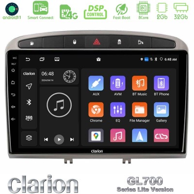 Clarion GL700 Lite Series 8Core Android11 2+32GB Peugeot 308/RCZ Navigation Multimedia Tablet 9