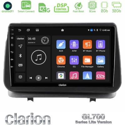 Clarion GL700 Lite Series 8Core Android11 2+32GB Renault Clio 2005-2012 Navigation Multimedia Tablet 9
