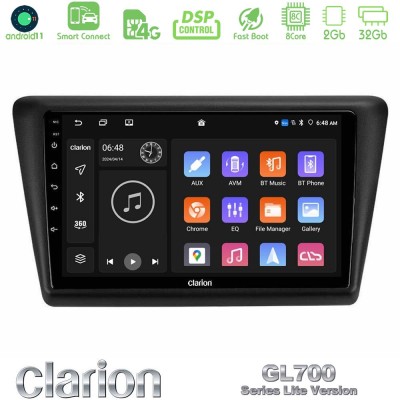 Clarion GL700 Lite Series 8Core Android11 2+32GB Skoda Rapid 2013-2017 Navigation Multimedia Tablet 9