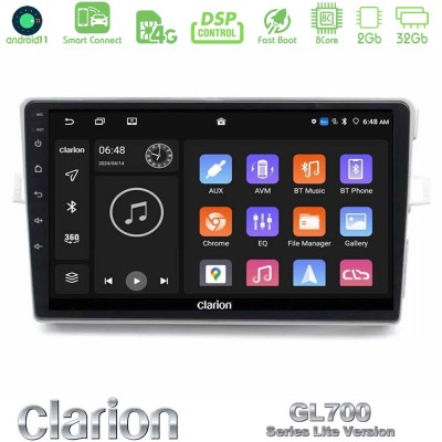 Clarion GL700 Lite Series 8Core Android11 2+32GB Toyota Verso 2009-2018 Navigation Multimedia Tablet 9