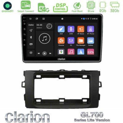 Clarion GL700 Lite Series 8Core Android11 2+32GB Toyota Auris 2013-2016 Navigation Multimedia Tablet 10