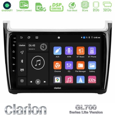 Clarion GL700 Lite Series 8Core Android11 2+32GB Vw Polo 2014-2017 Navigation Multimedia Tablet 9