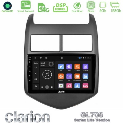Clarion GL700 Lite Series 8Core Android11 6+128GB Chevrolet Aveo 2011-2017 Navigation Multimedia Tablet 9