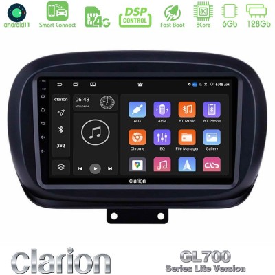 Clarion GL700 Lite Series 8Core Android11 6+128GB Fiat 500X Navigation Multimedia Tablet 9