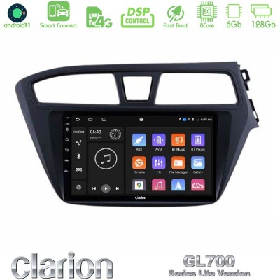 Clarion GL700 Lite Series 8Core Android11 6+128GB Hyundai i20 2014-2018 RHD Navigation Multimedia Tablet 9