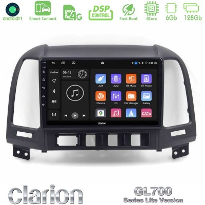 Clarion GL700 Lite Series 8Core Android11 6+128GB Hyundai Santa Fe 2006-2013 Navigation Multimedia Tablet 9