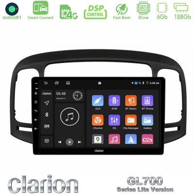 Clarion GL700 Lite Series 8Core Android11 6+128GB Hyundai Accent 2006-2011 Navigation Multimedia Tablet 9