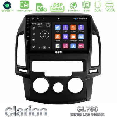 Clarion GL700 Lite Series 8Core Android11 6+128GB Hyundai i30 2007-2012 Manual A/C Navigation Multimedia Tablet 9