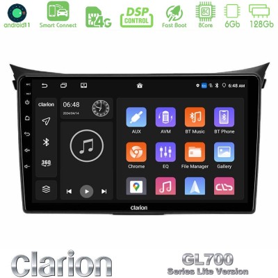 Clarion GL700 Lite Series 8Core Android11 6+128GB Hyundai i30 2012-2017 Navigation Multimedia Tablet 9