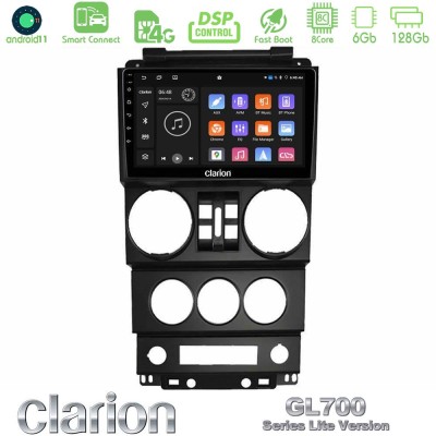 Clarion GL700 Lite Series 8Core Android11 6+128GB Jeep Wrangler 2008-2010 Navigation Multimedia Tablet 9