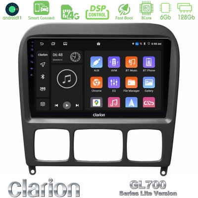 Clarion GL700 Lite Series 8Core Android11 6+128GB Mercedes S Class 1999-2004 (W220) Navigation Multimedia Tablet 9