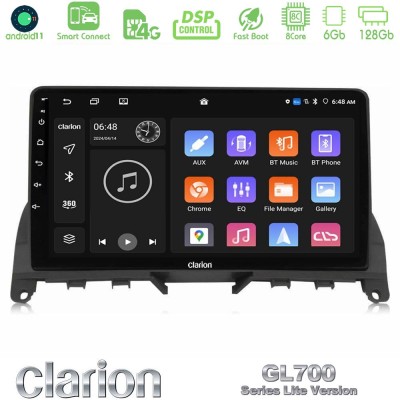 Clarion GL700 Lite Series 8Core Android11 6+128GB Mercedes C Class W204 Navigation Multimedia Tablet 9