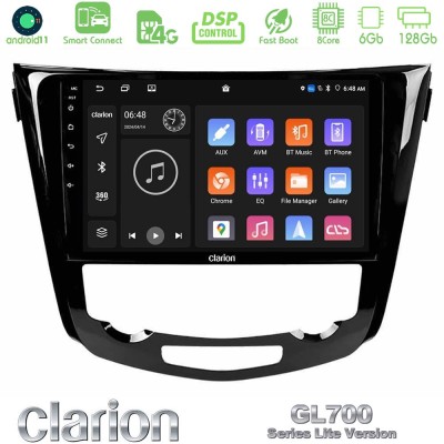 Clarion GL700 Lite Series 8Core Android11 6+128GB Nissan Qashqai J11 (AUTO A/C) Navigation Multimedia Tablet 10