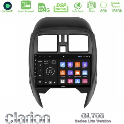 Clarion GL700 Lite Series 8Core Android11 6+128GB Nissan Micra 2013-2016 Navigation Multimedia Tablet 9