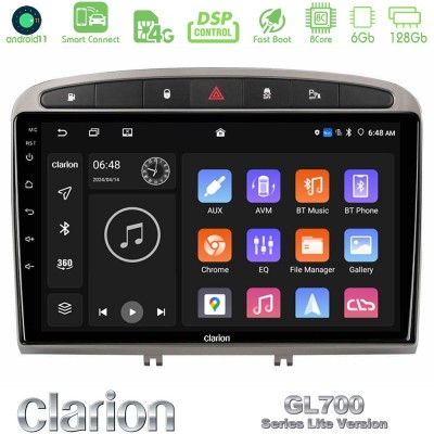 Clarion GL700 Lite Series 8Core Android11 6+128GB Peugeot 308/RCZ Navigation Multimedia Tablet 9
