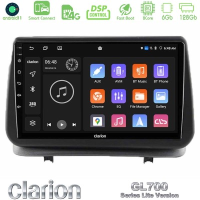 Clarion GL700 Lite Series 8Core Android11 6+128GB Renault Clio 2005-2012 Navigation Multimedia Tablet 9