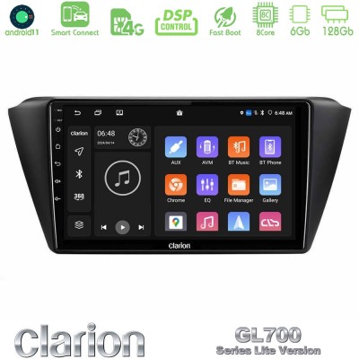 Clarion GL700 Lite Series 8Core Android11 6+128GB Skoda Fabia 2015-2021 Navigation Multimedia Tablet 9
