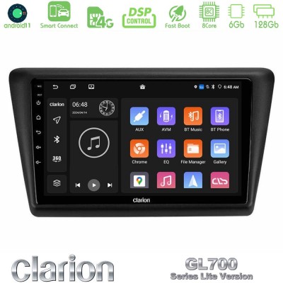 Clarion GL700 Lite Series 8Core Android11 6+128GB Skoda Rapid 2013-2017 Navigation Multimedia Tablet 9