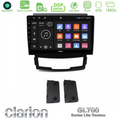 Clarion GL700 Lite Series 8Core Android11 6+128GB Ssangyong Korando 2010-2014 Navigation Multimedia Tablet 9