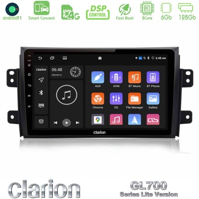 Clarion GL700 Lite Series 8Core Android11 6+128GB Suzuki SX4 2006-2014 Fiat Sedici 2006-2014 Navigation Multimedia Tablet 9