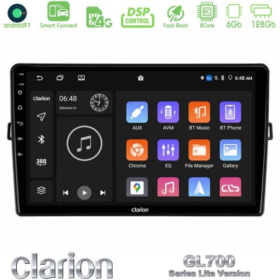 Clarion GL700 Lite Series 8Core Android11 6+128GB Toyota Auris Navigation Multimedia Tablet 10
