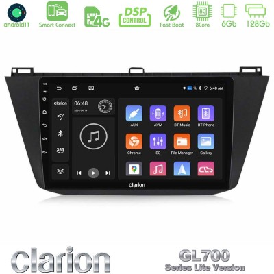 Clarion GL700 Lite Series Vw Tiguan 2016-2022 8Core Android11 6+128GB Navigation Multimedia Tablet 10