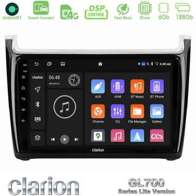 Clarion GL700 Lite Series 8Core Android11 6+128GB Vw Polo 2014-2017 Navigation Multimedia Tablet 9
