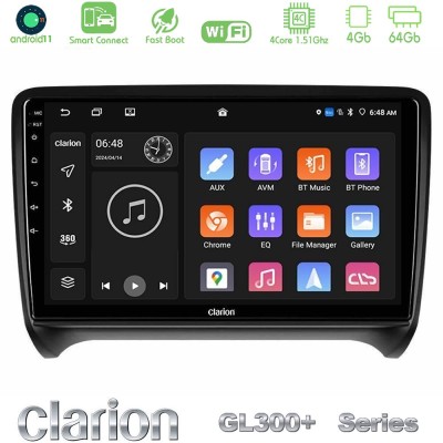 Clarion GL300+ Series 4Core Android11 4+64GB  Audi TT B7 Navigation Multimedia Tablet 9