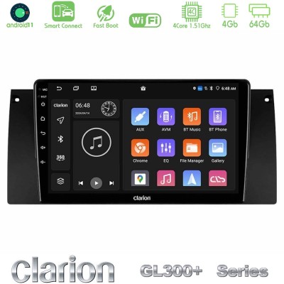 Clarion GL300+ Series 4Core Android11 4+64GB  BMW 5 Series  (E39) / X5 (E53) Navigation Multimedia Tablet 9