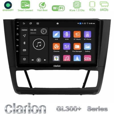 Clarion GL300+ Series 4Core Android11 4+64GB  BMW 1Series  E81/E82/E87/E88 (AUTO A/C) Navigation Multimedia Tablet 9